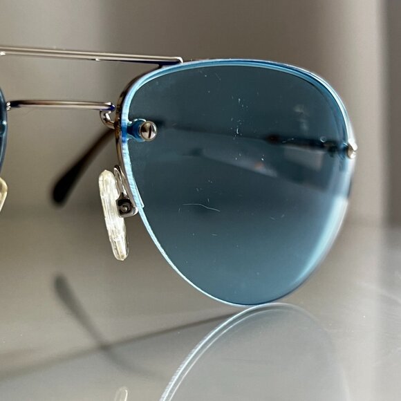 Vintage Stussy Aviator Sunglasses 1998 Women's/Unisex Silver Blue Lens - Picture 11 of 16